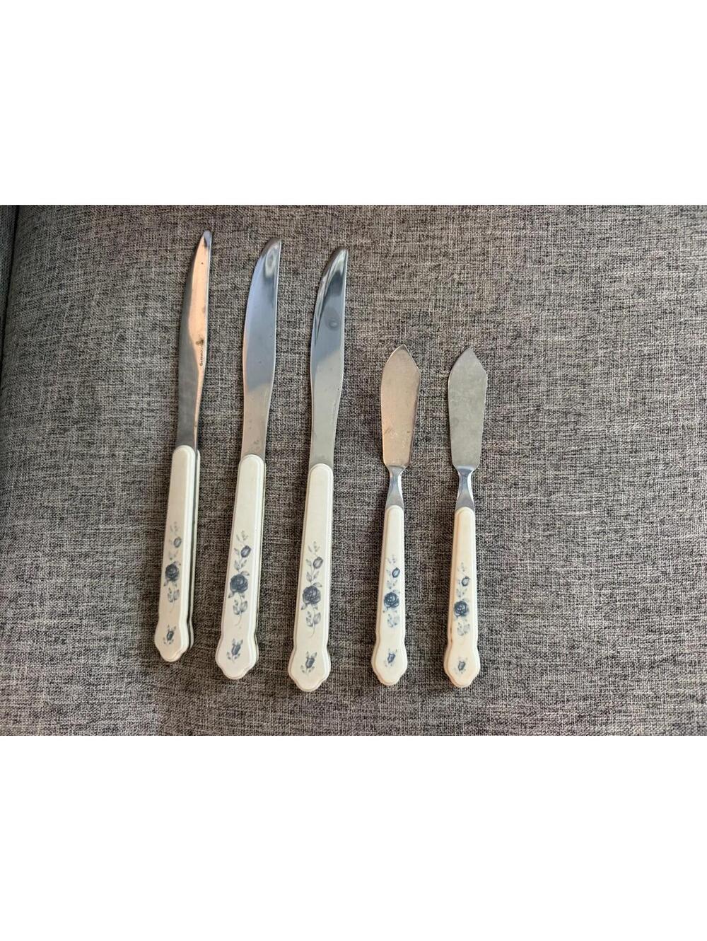 Pfaltzgraff Poetry Stainless Flatware Lot Of 3 Dinner Knives 2 Butter Spreaders